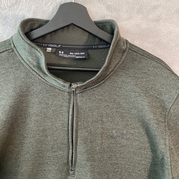 Under Armour Men's Cold Gear Loose Long Sleeve 1/4 Zip Pullover Green, Size 3XL - Picture 3 of 8